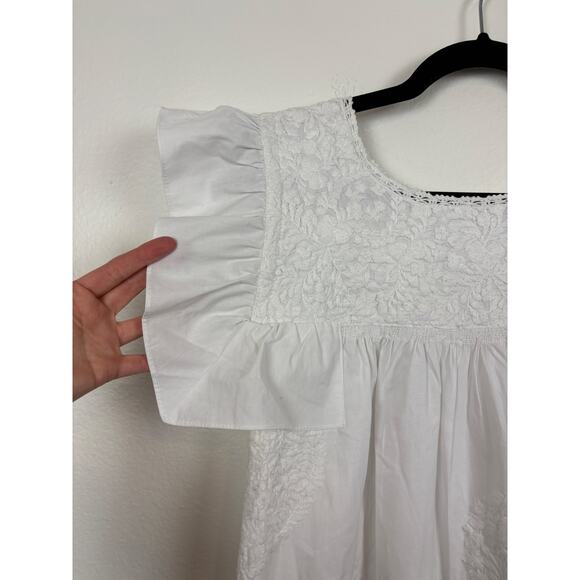 Mi Golondrina Olivia Blanca Nieve Ruffled Embroidered Short Dress Medium - Picture 4 of 5